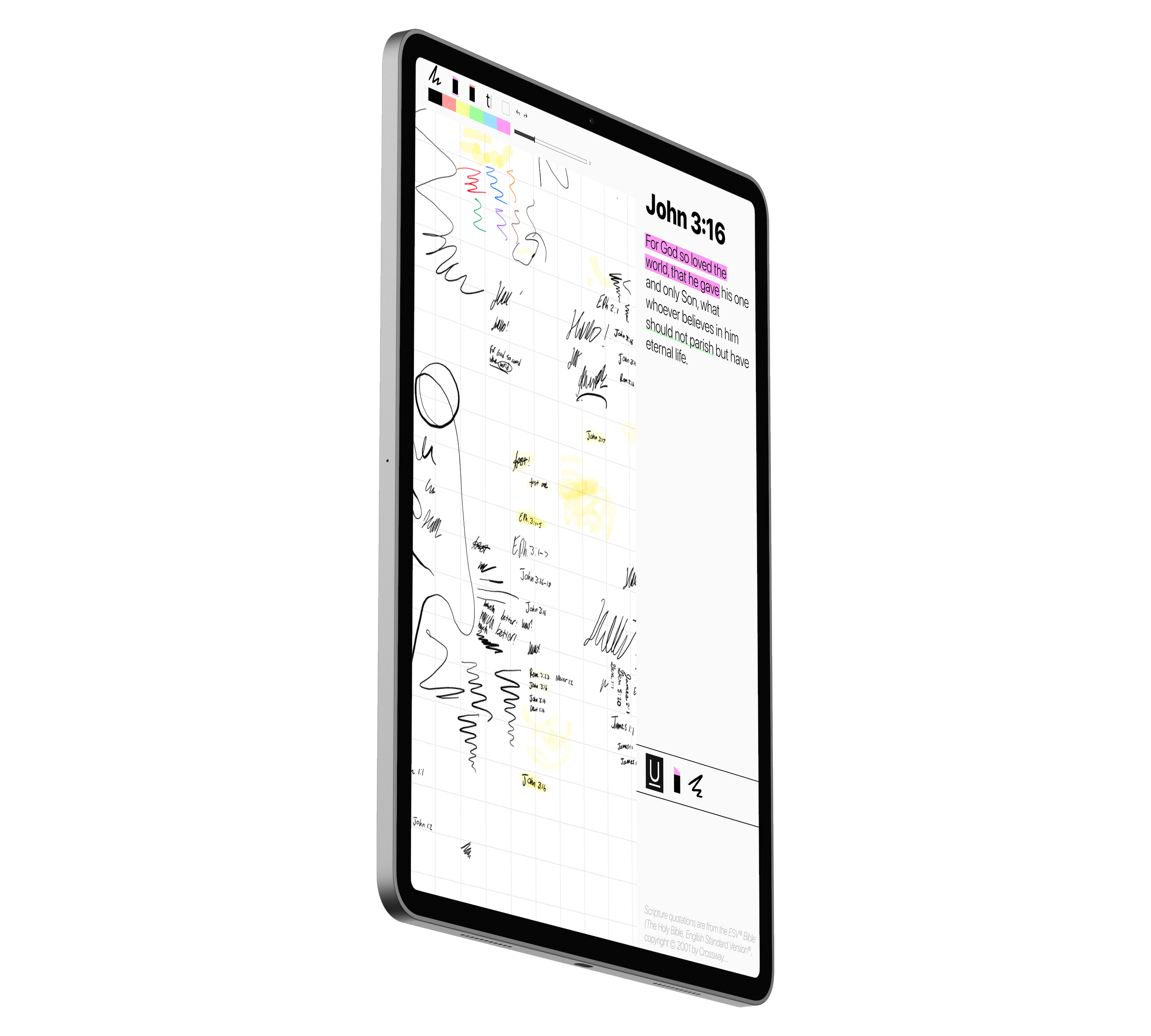 Sermon Notes app shown on iPad from an angled perspective